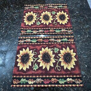 Vintage Sunflower Tapestry Style Placemats Set Of 2 - Used Like New